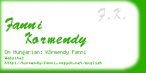 fanni kormendy business card