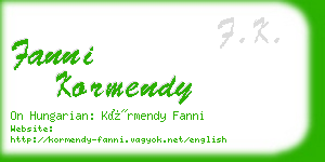 fanni kormendy business card